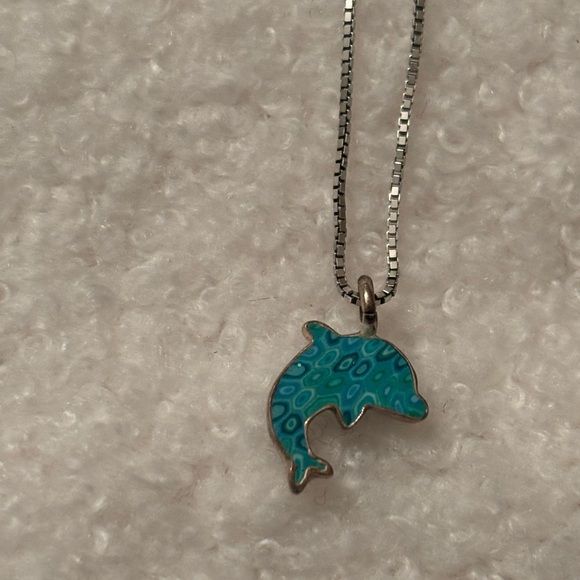 Child’s Silver Dolphin Pendant Necklace - Picture 2 of 4